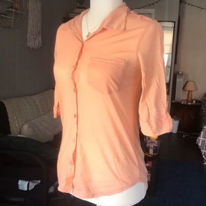 Rue 21 Peach Button-up with Lace Back